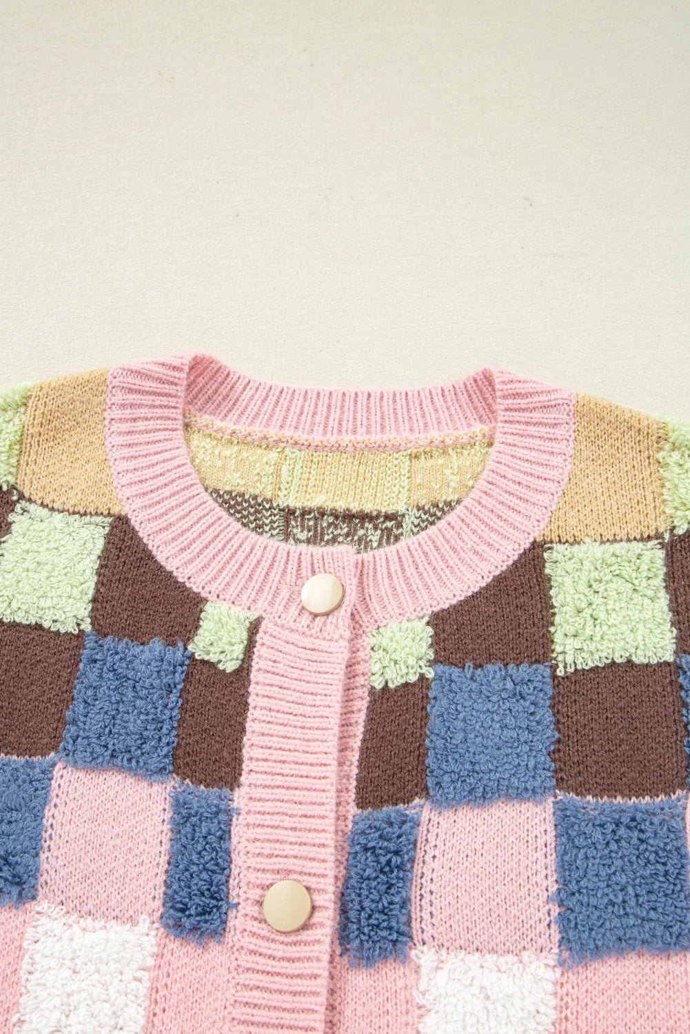 Checker Textured Knit Button Front Cardigan Sweater - Rooted & Reckless Co.