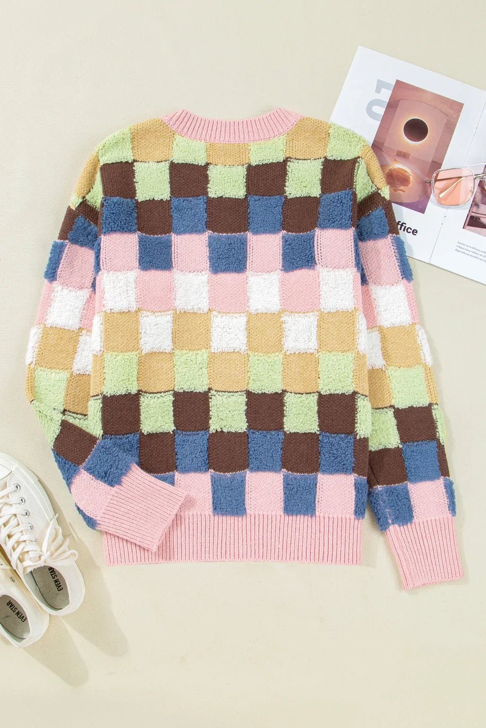 Checker Textured Knit Button Front Cardigan Sweater - Rooted & Reckless Co.