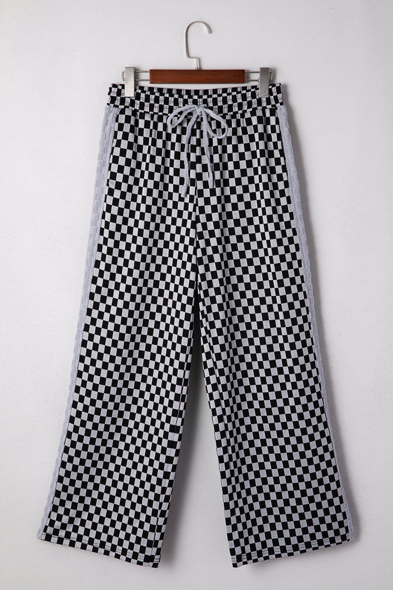 Checker Textured Patchwork Drawstring Waist Pants - Rooted & Reckless Co.