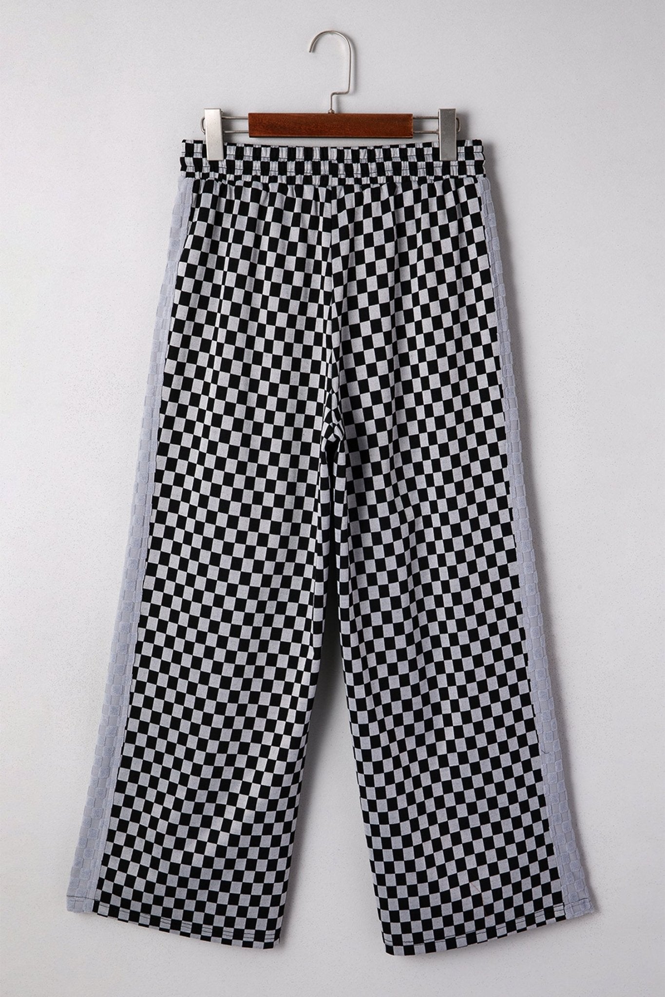 Checker Textured Patchwork Drawstring Waist Pants - Rooted & Reckless Co.