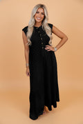 Checker Textured Sleeveless Wide Leg Jumpsuit - Rooted & Reckless Co.