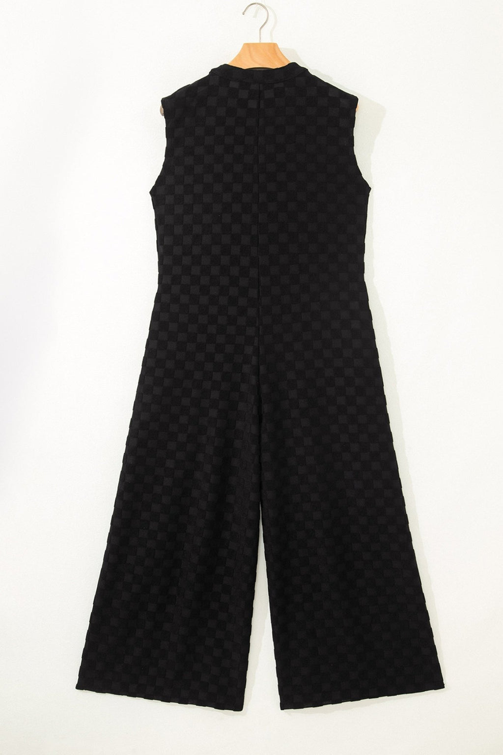 Checker Textured Sleeveless Wide Leg Jumpsuit - Rooted & Reckless Co.