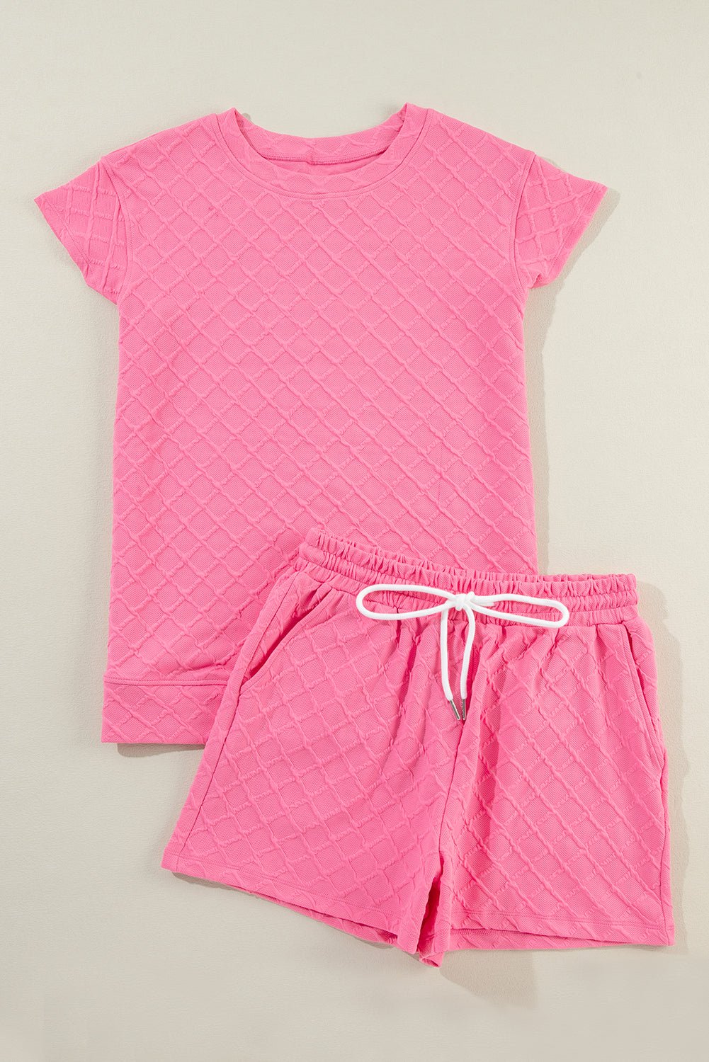 Checker Textured Tee and Drawstring Shorts - Rooted & Reckless Co.