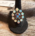 Checkered and Opal Adjustable Sterling Ring - Rooted & Reckless Co.
