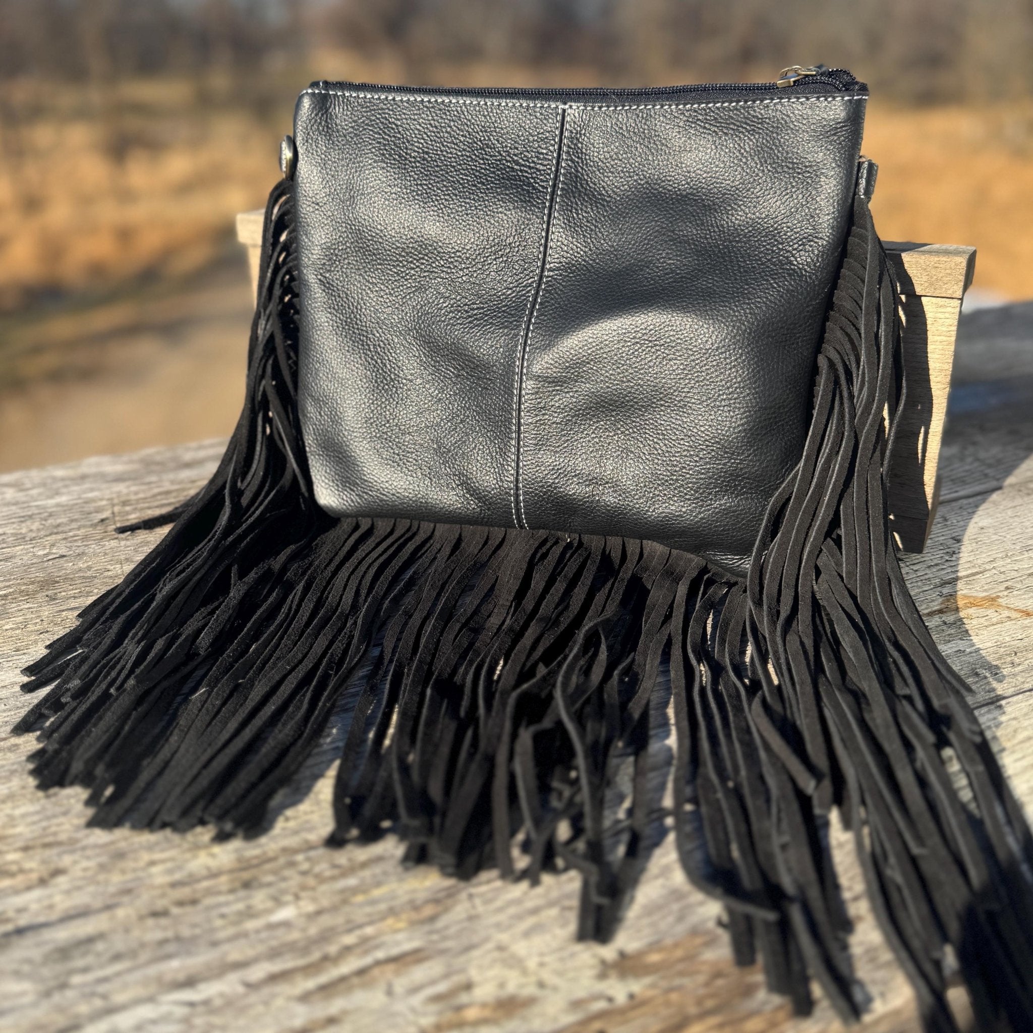 Checkered Black and White Genuine Leather Western Purse by Double B Wild Rags - Rooted & Reckless Co.