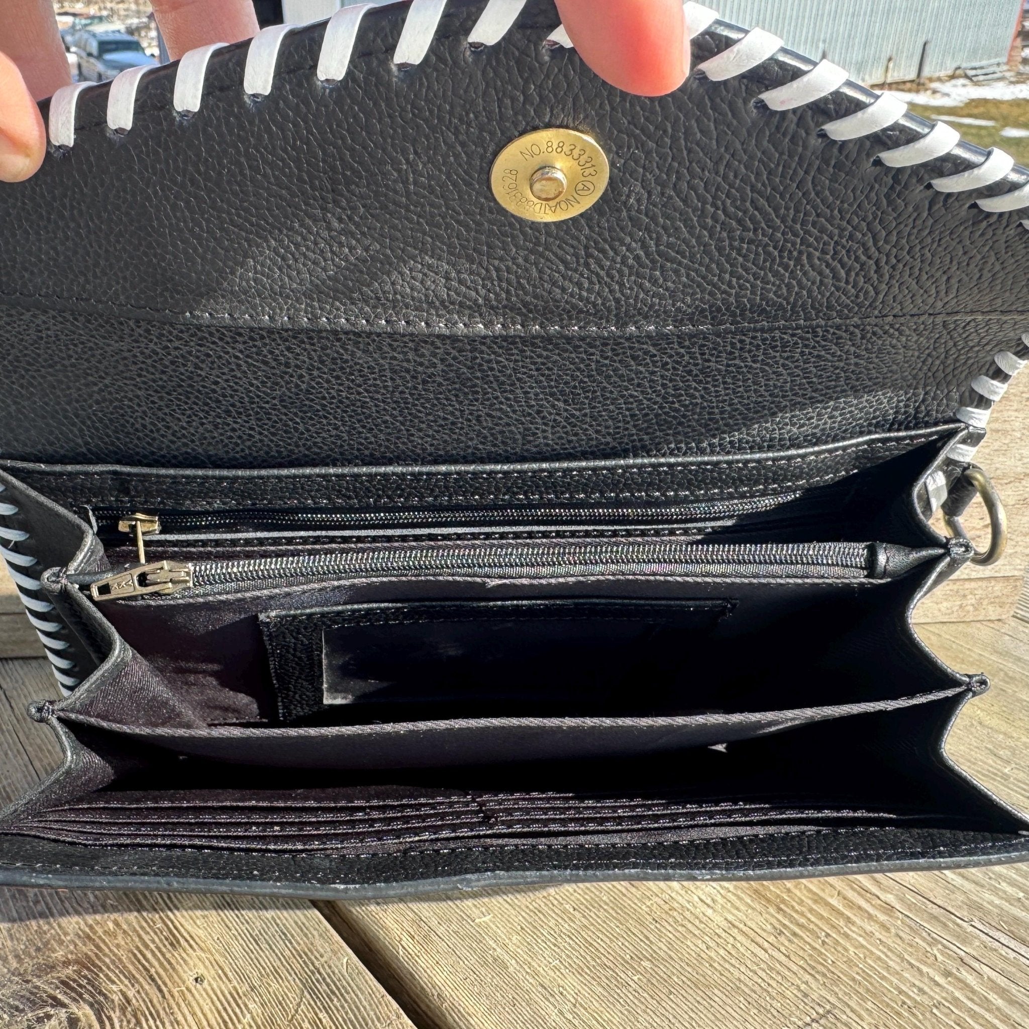 Checkered Black and White Genuine Leather Western Purse, Wallet, OR Clutch by Double B Wild Rags - Rooted & Reckless Co.