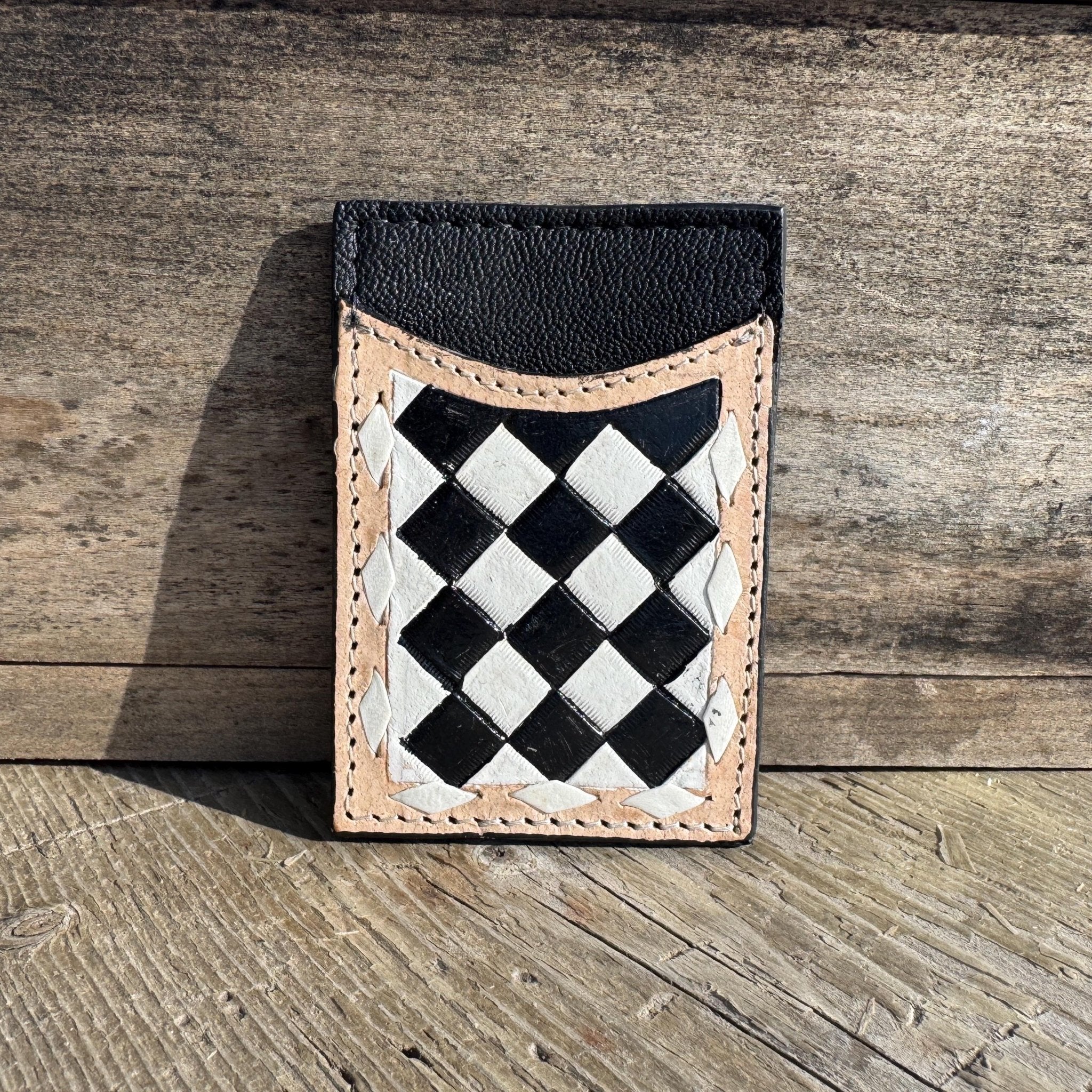 Checkered Black and White Genuine Leather Western Purse, Wallet, OR Clutch by Double B Wild Rags - Rooted & Reckless Co.