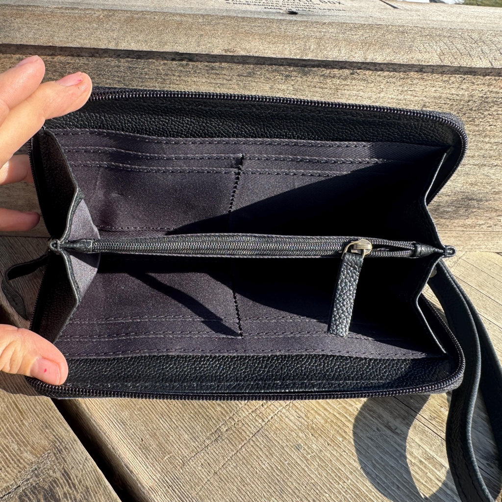 Checkered Black and White Genuine Leather Western Purse, Wallet, OR Clutch by Double B Wild Rags - Rooted & Reckless Co.