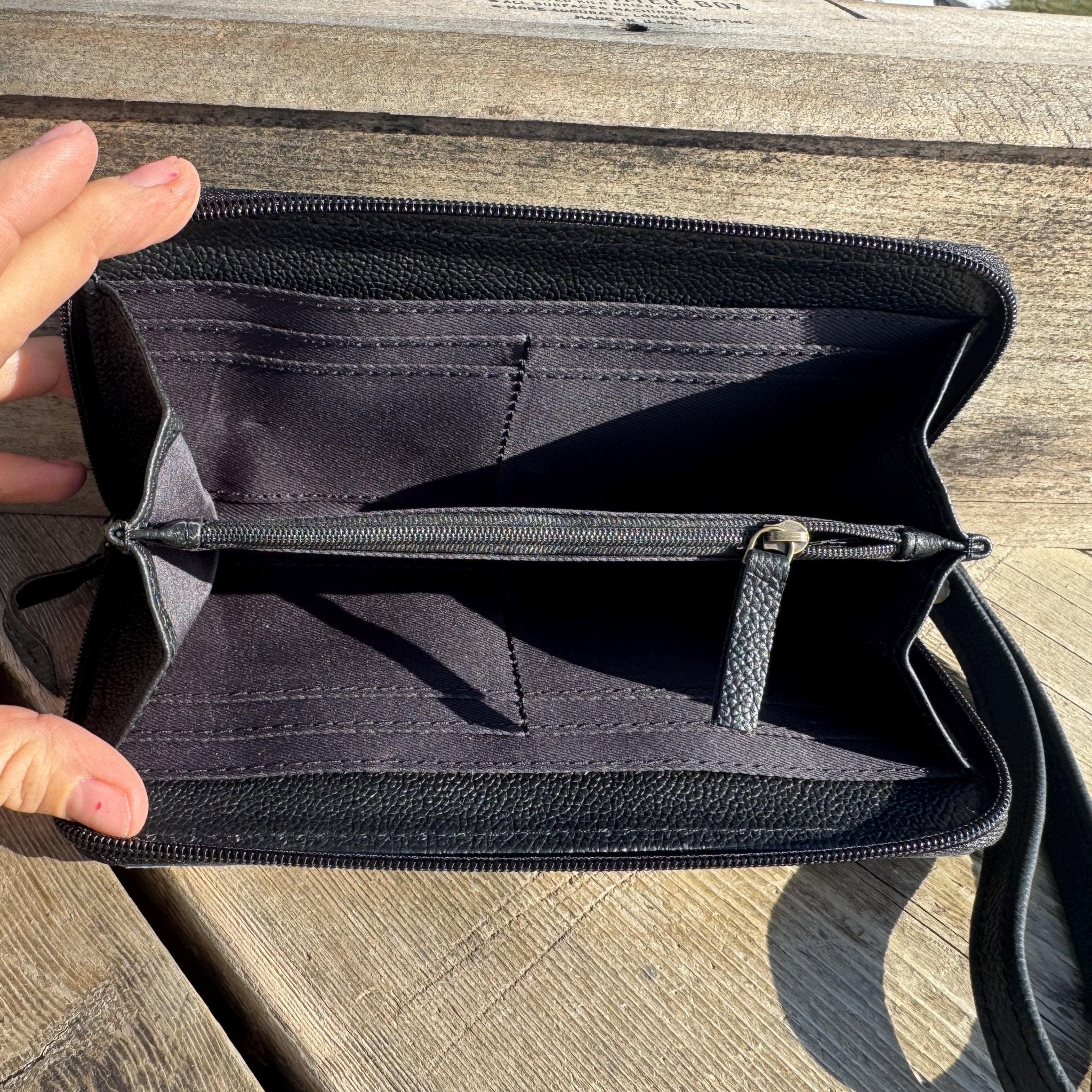 Checkered Black and White Genuine Leather Western Purse, Wallet, OR Clutch by Double B Wild Rags - Rooted & Reckless Co.