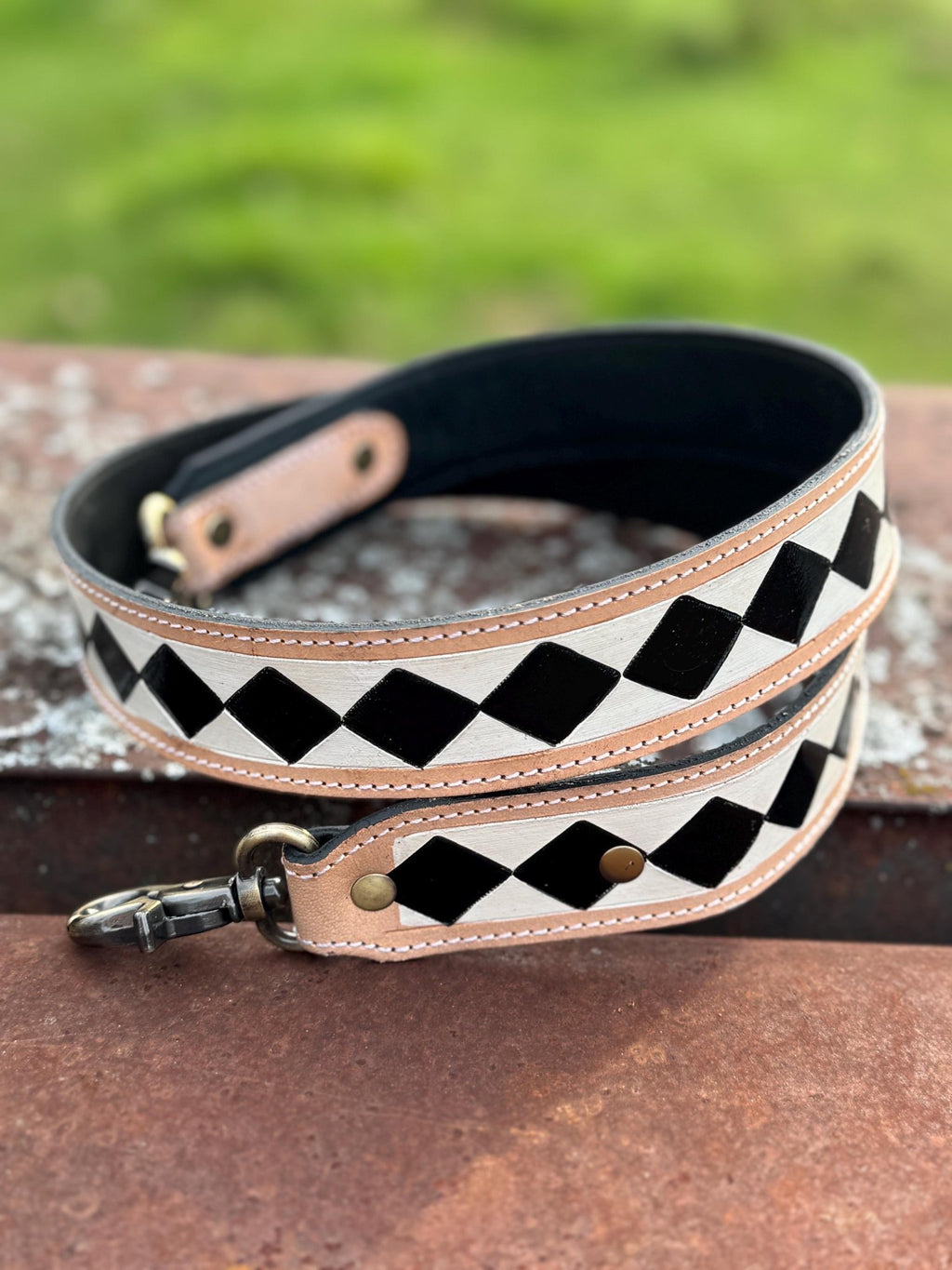 Checkered Black and White Genuine Western Leather Purse and Wallet Set by Double B Wild Rags - Rooted & Reckless Co.