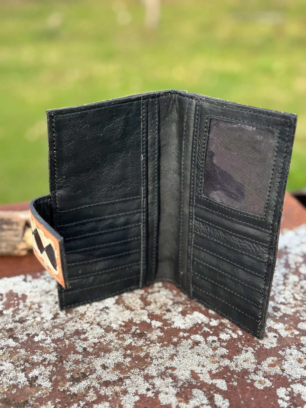 Checkered Black and White Genuine Western Leather Purse and Wallet Set by Double B Wild Rags - Rooted & Reckless Co.