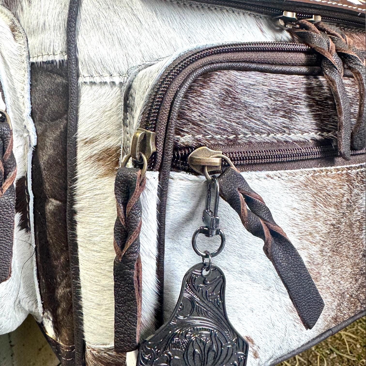 Checkered Genuine Cowhide Leather Backpack by Double B - Rooted & Reckless Co.