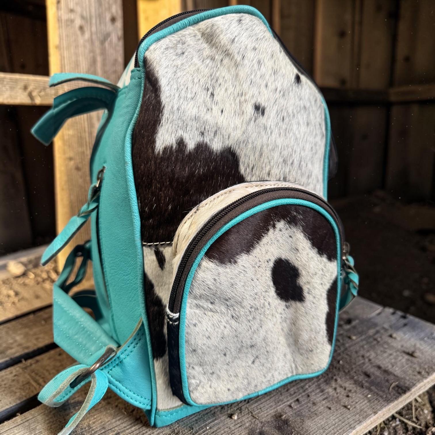 Checkered Genuine Cowhide Leather Backpack by Double B - Rooted & Reckless Co.