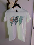 Checkered Lightning Bolt Tee - Rooted & Reckless Co.