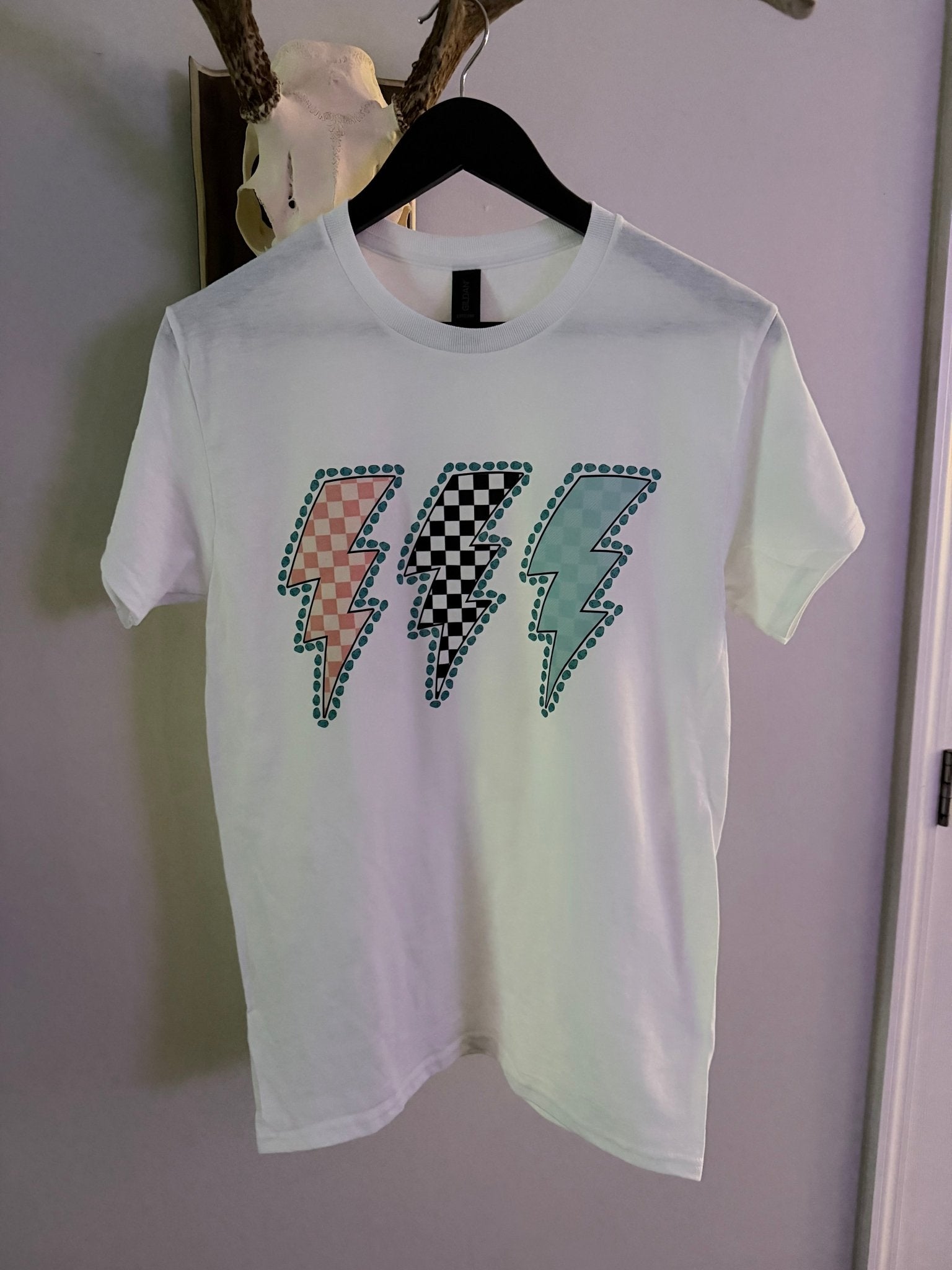 Checkered Lightning Bolt Tee - Rooted & Reckless Co.