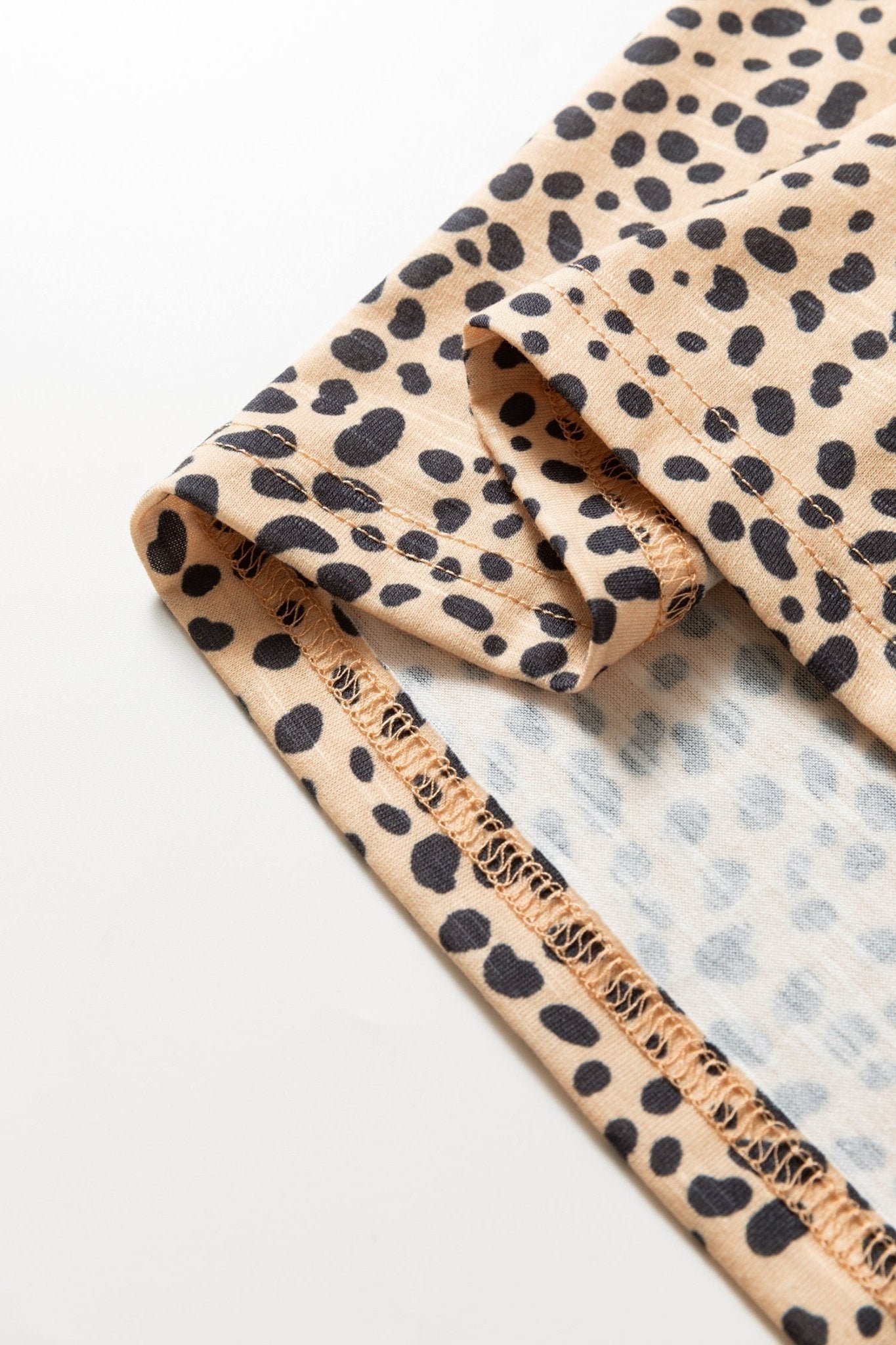 Cheetah Frilled V-Neck Short Sleeve Blouse - Rooted & Reckless Co.
