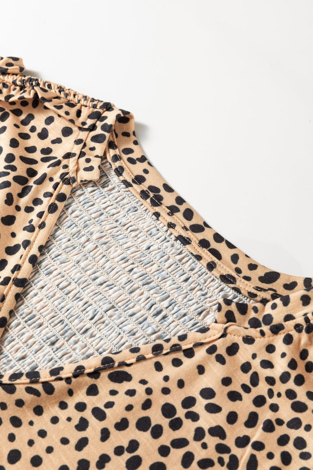 Cheetah Frilled V-Neck Short Sleeve Blouse - Rooted & Reckless Co.