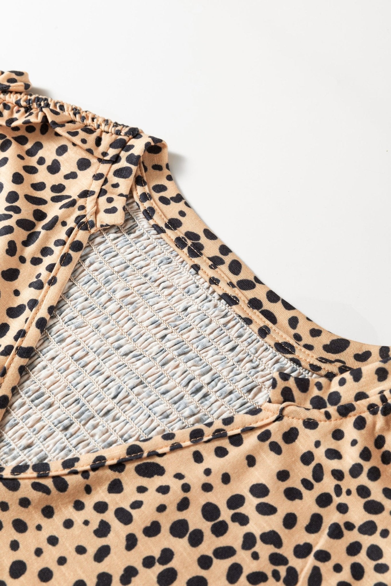 Cheetah Frilled V-Neck Short Sleeve Blouse - Rooted & Reckless Co.