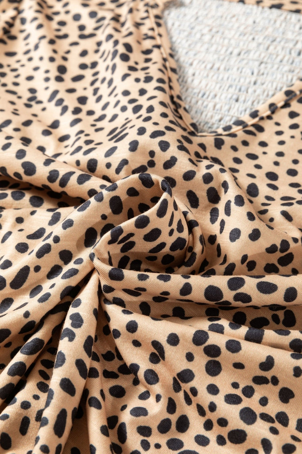 Cheetah Frilled V-Neck Short Sleeve Blouse - Rooted & Reckless Co.