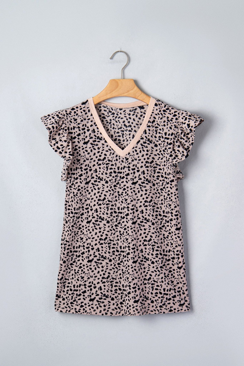 Cheetah V-Neck Ruffle Trim Tank Top - Rooted & Reckless Co.