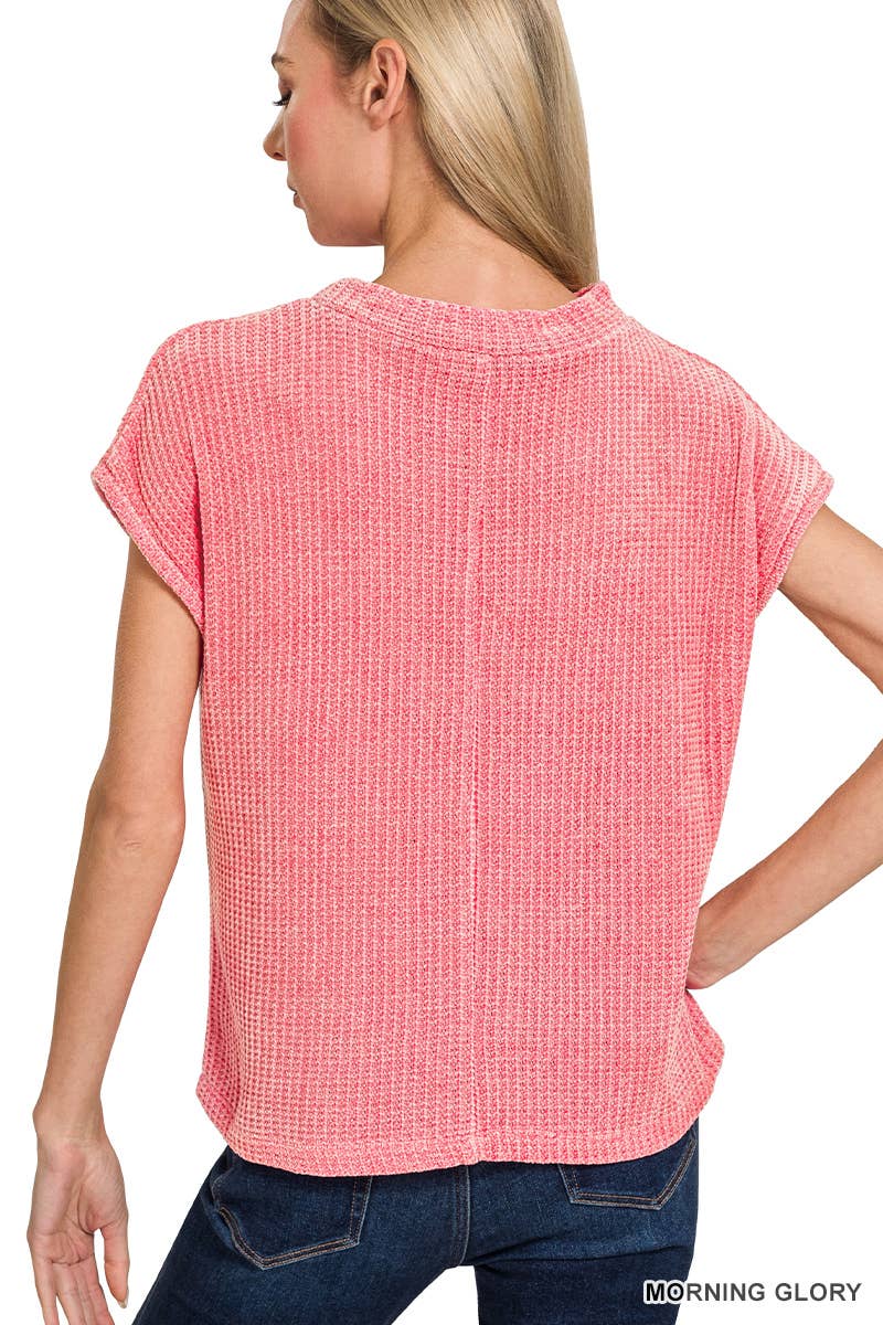 Chenille Waffle Short Sleeve Sweater - Rooted & Reckless Co.