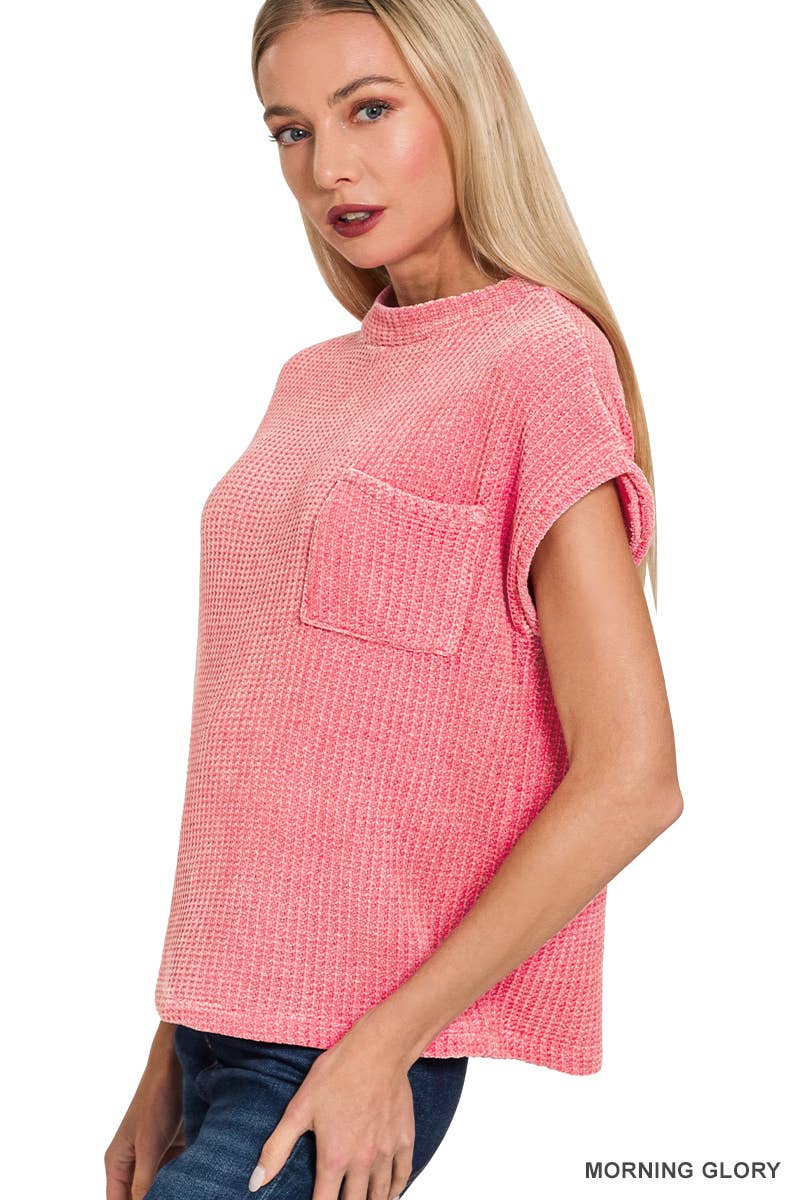 Chenille Waffle Short Sleeve Sweater - Rooted & Reckless Co.