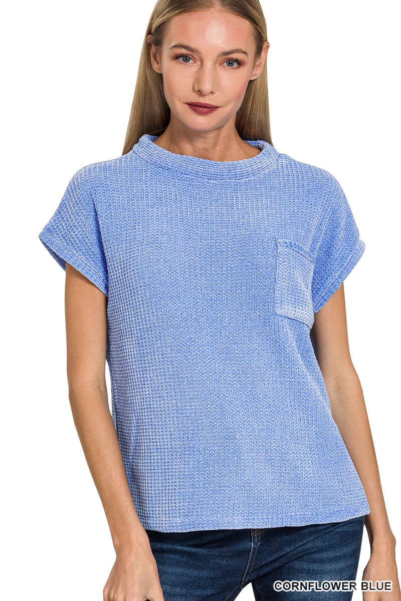 Chenille Waffle Short Sleeve Sweater - Rooted & Reckless Co.