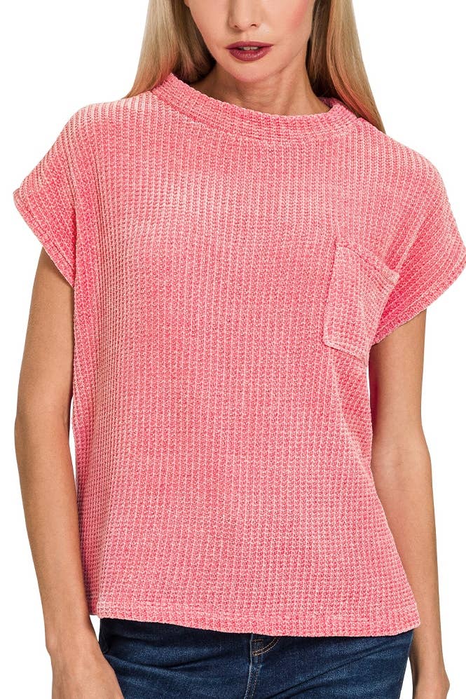 Chenille Waffle Short Sleeve Sweater - Rooted & Reckless Co.