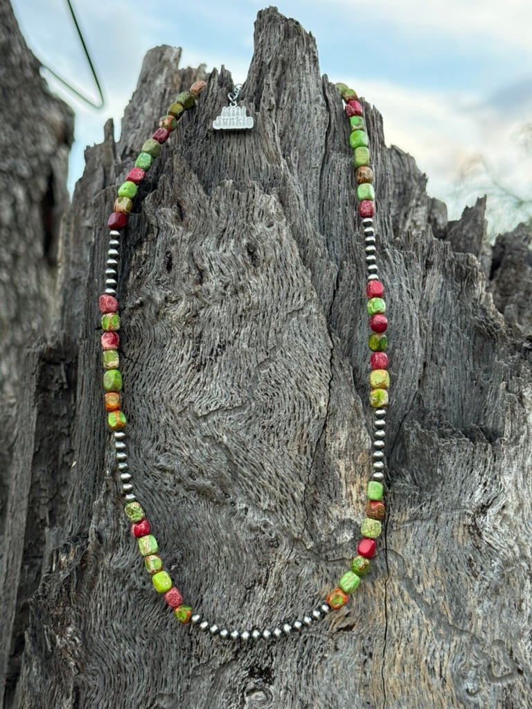 Cherry Limeade Jasper Beaded Necklace - Rooted & Reckless Co.