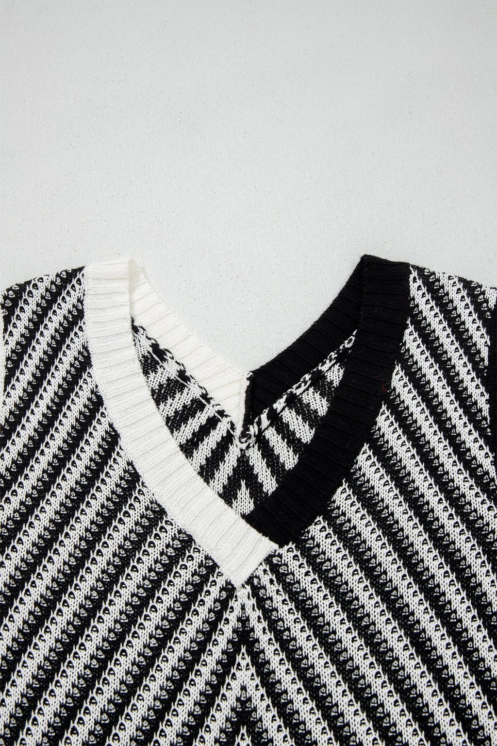 Chevron Contrast V-Neck Sleeveless Sweater Top - Rooted & Reckless Co.