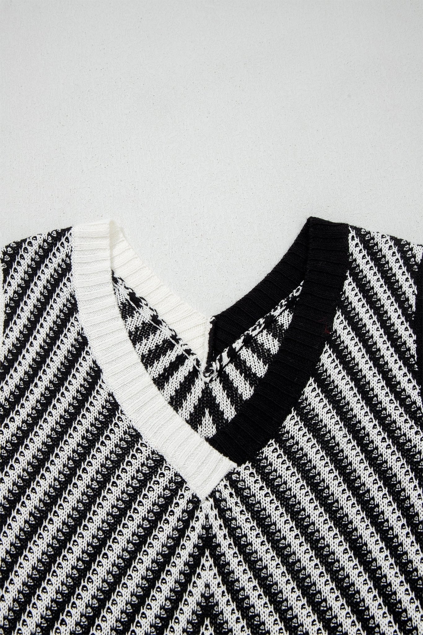 Chevron Contrast V-Neck Sleeveless Sweater Top - Rooted & Reckless Co.