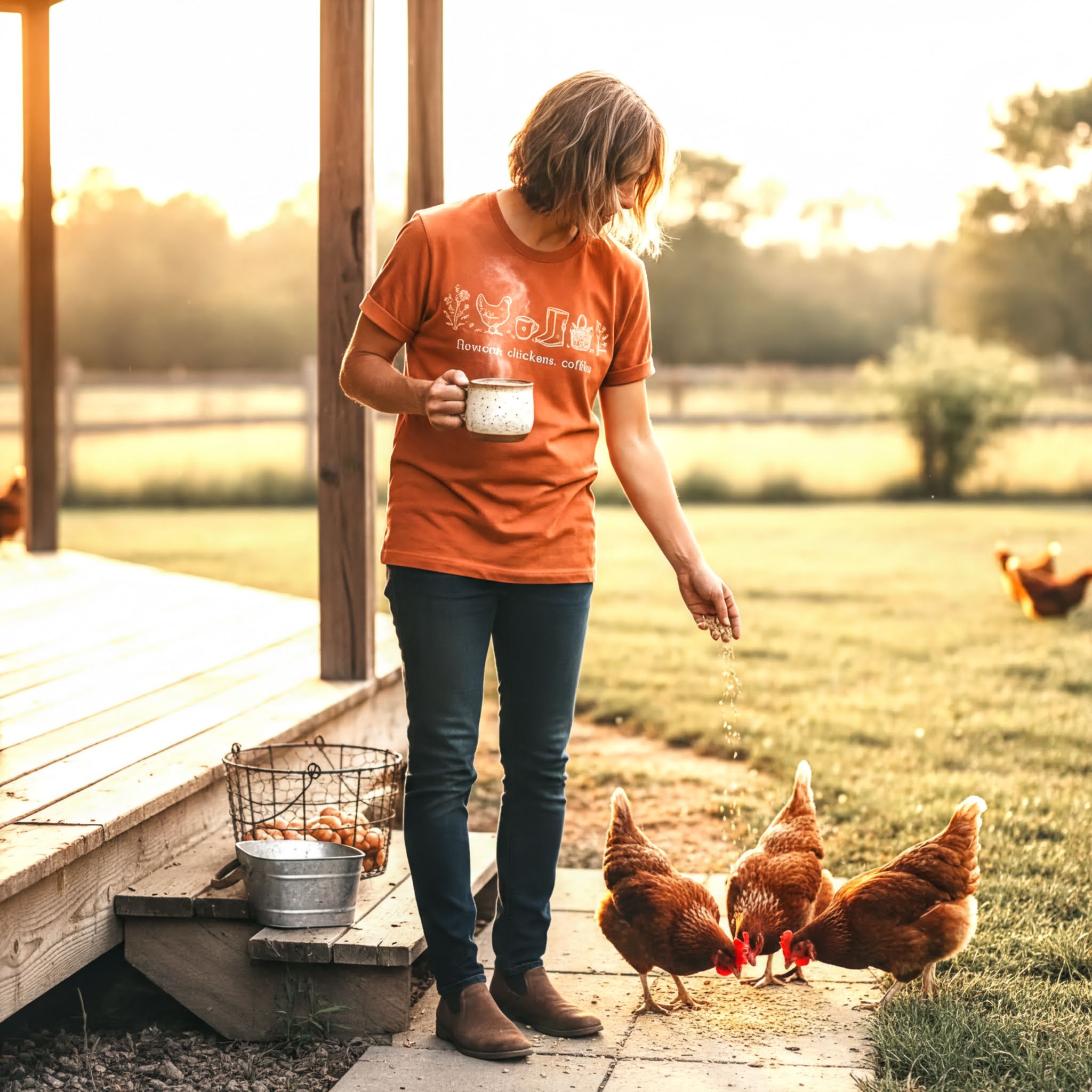 Chicken Mom Shirt - Comfort Colors Tee | Country Living Shirt With Cozy Coffee Vibe - Rooted & Reckless Co.