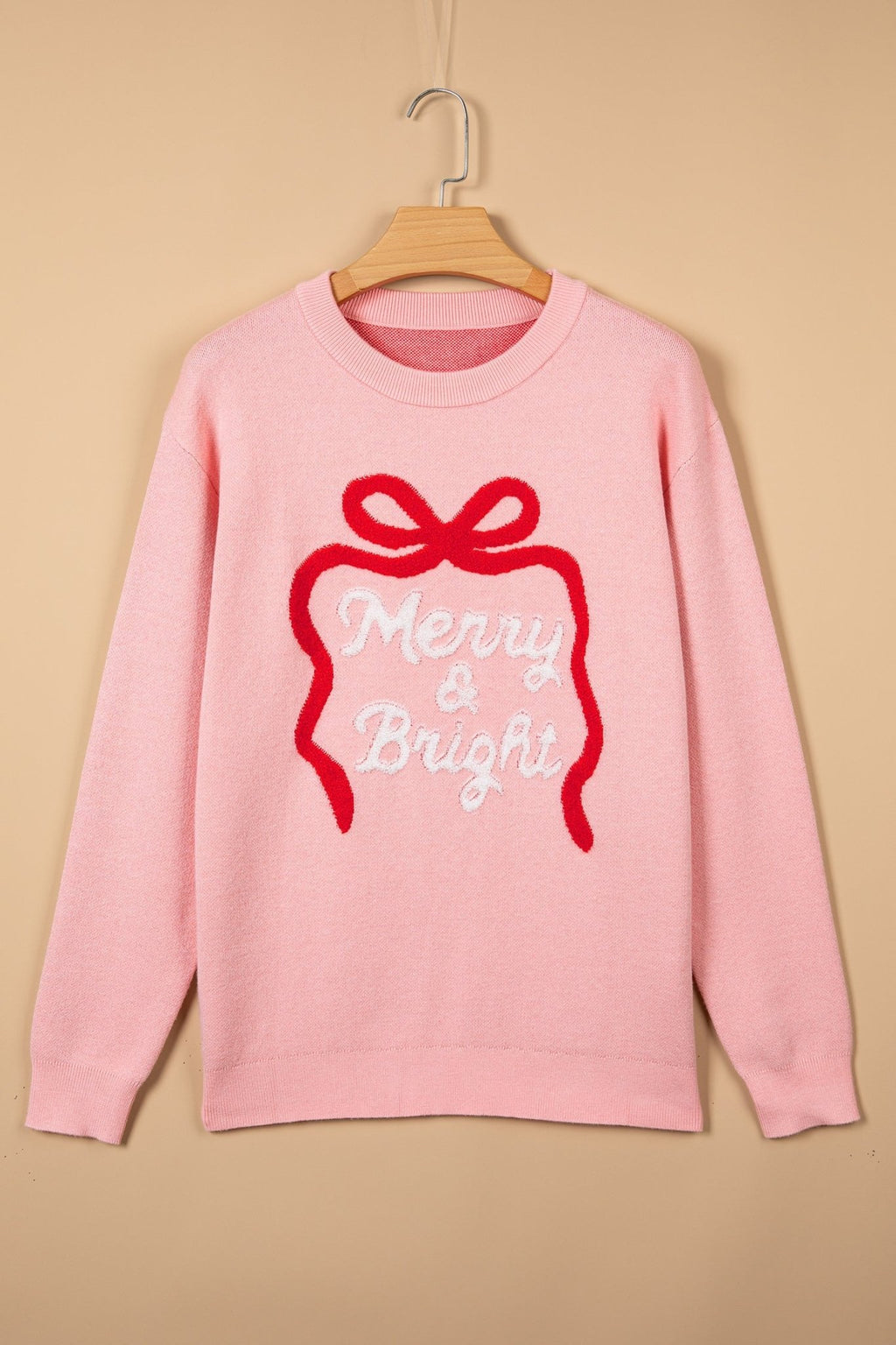 Christmas Bow Merry & Bright Bouclé Textured Sweater - Rooted & Reckless Co.