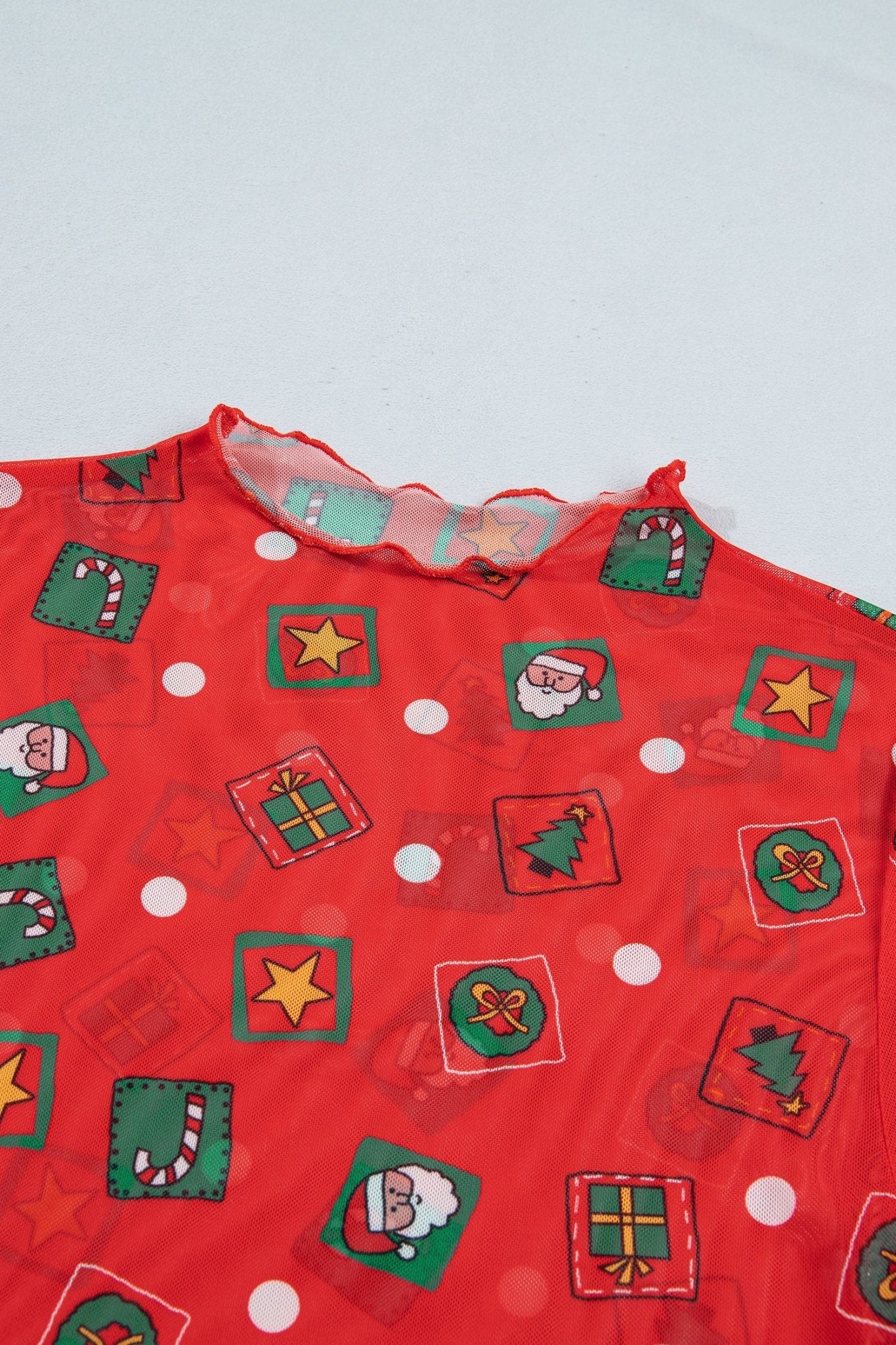 Christmas Polka Dot Sheer Mesh Long Sleeve Top - Rooted & Reckless Co.