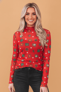 Christmas Polka Dot Sheer Mesh Long Sleeve Top - Rooted & Reckless Co.