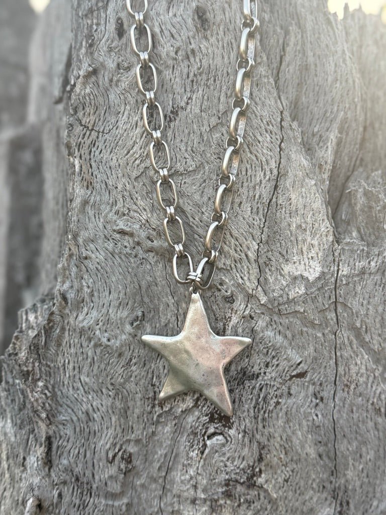 Chunky Chain Silver Star Necklace - Rooted & Reckless Co.