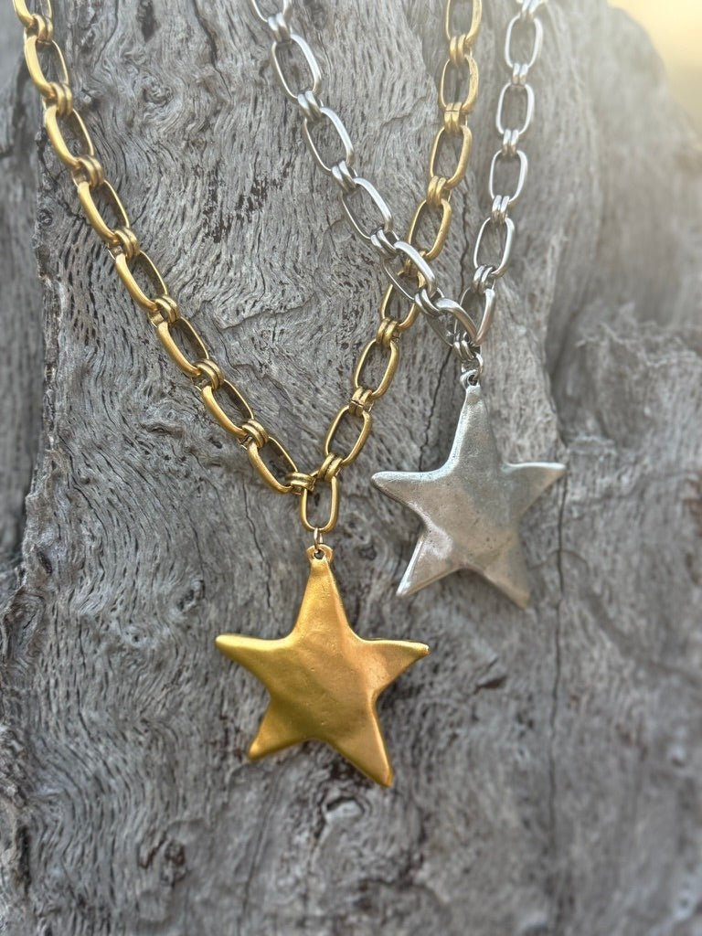 Chunky Chain Silver Star Necklace - Rooted & Reckless Co.