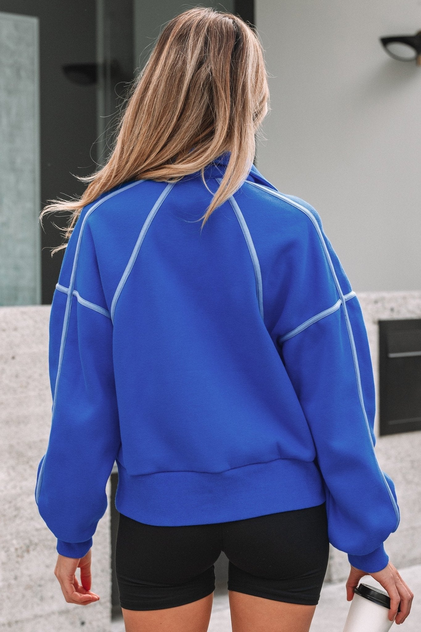 Collared Snap Button Exposed Seam Sweatshirt - Rooted & Reckless Co.