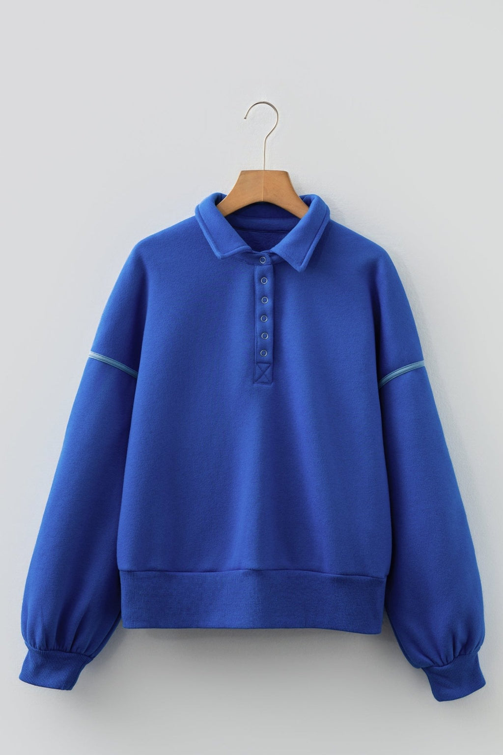 Collared Snap Button Exposed Seam Sweatshirt - Rooted & Reckless Co.
