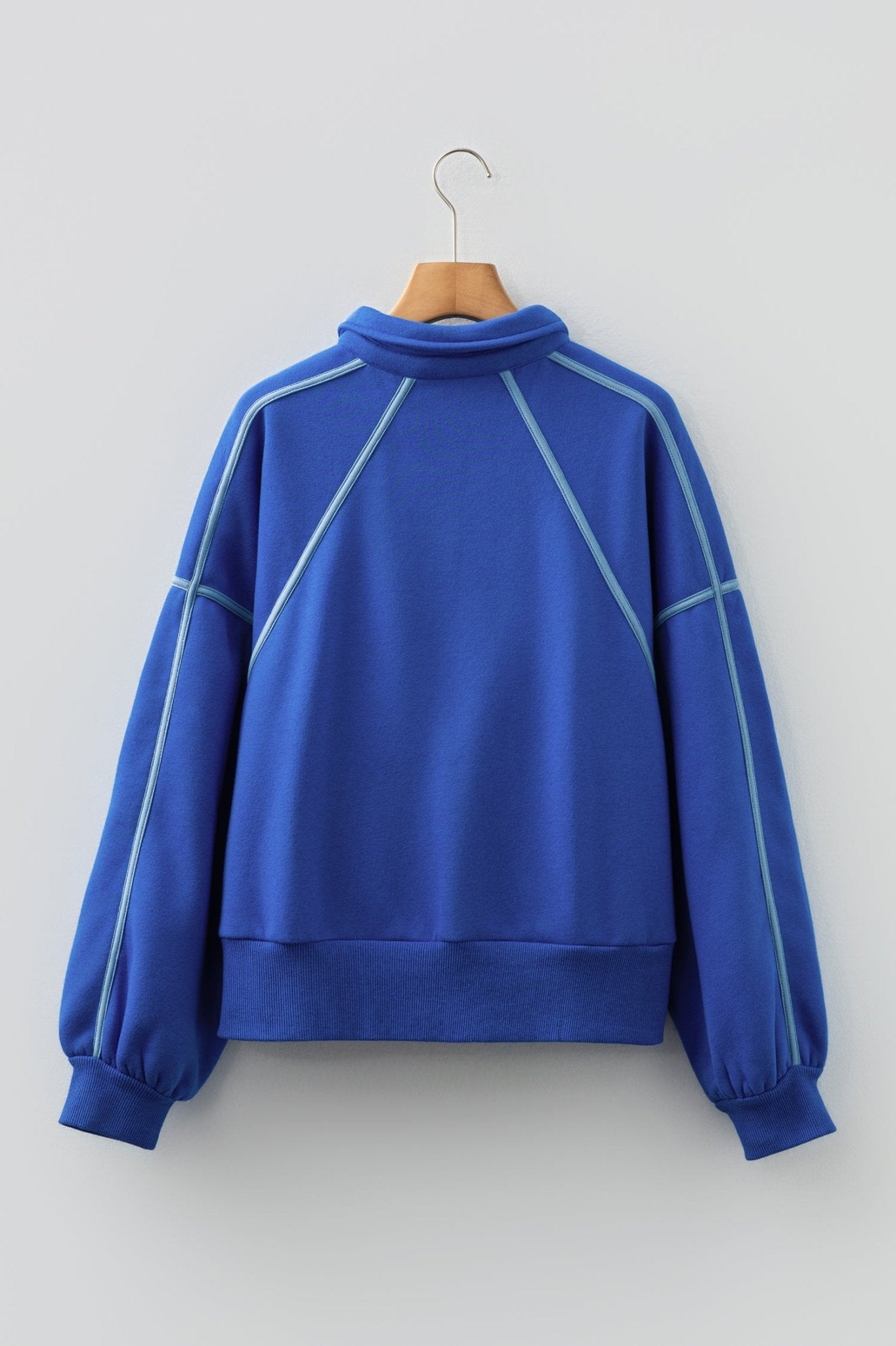 Collared Snap Button Exposed Seam Sweatshirt - Rooted & Reckless Co.