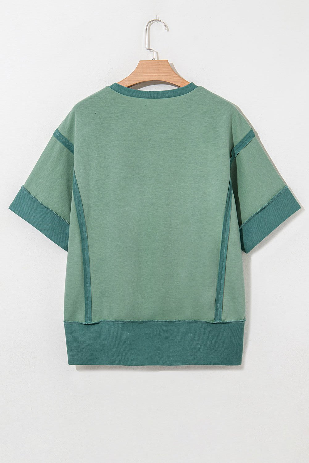 Colorblock 3/4 Sleeve Raw Seam High-Low Top - Rooted & Reckless Co.