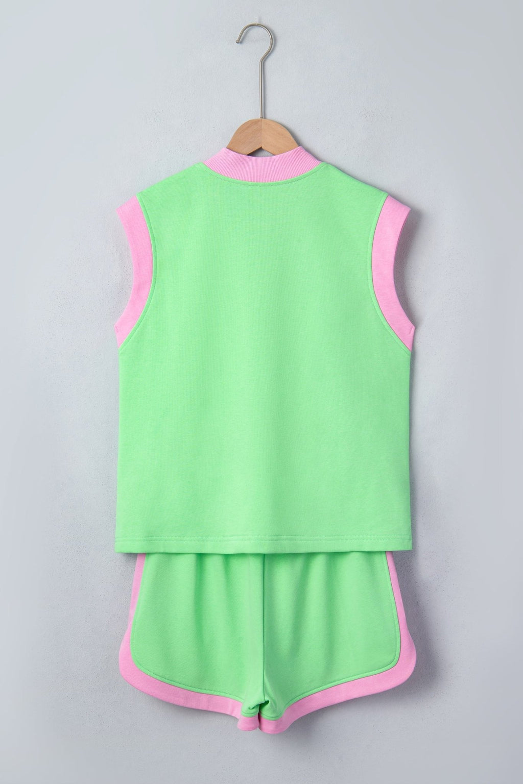 Colorblock Accent Half Zip Athleisure Top & Shorts Set - Rooted & Reckless Co.