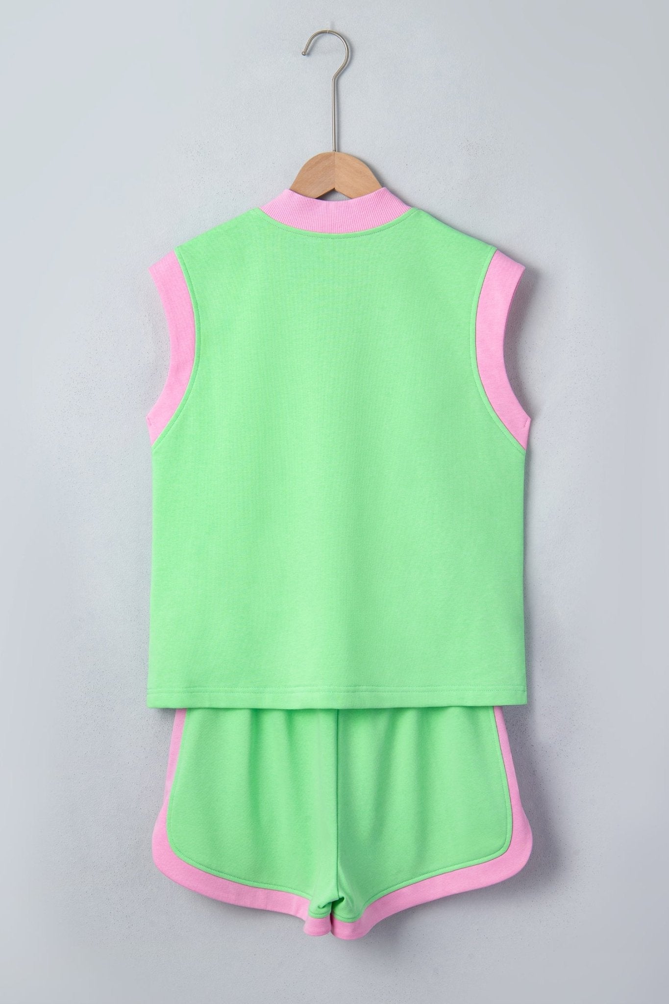 Colorblock Accent Half Zip Athleisure Top & Shorts Set - Rooted & Reckless Co.