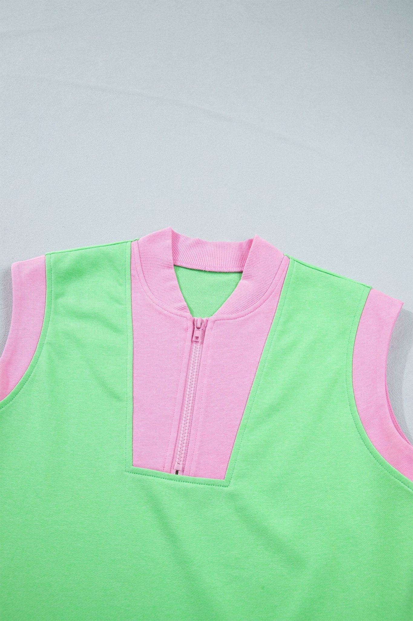 Colorblock Accent Half Zip Athleisure Top & Shorts Set - Rooted & Reckless Co.