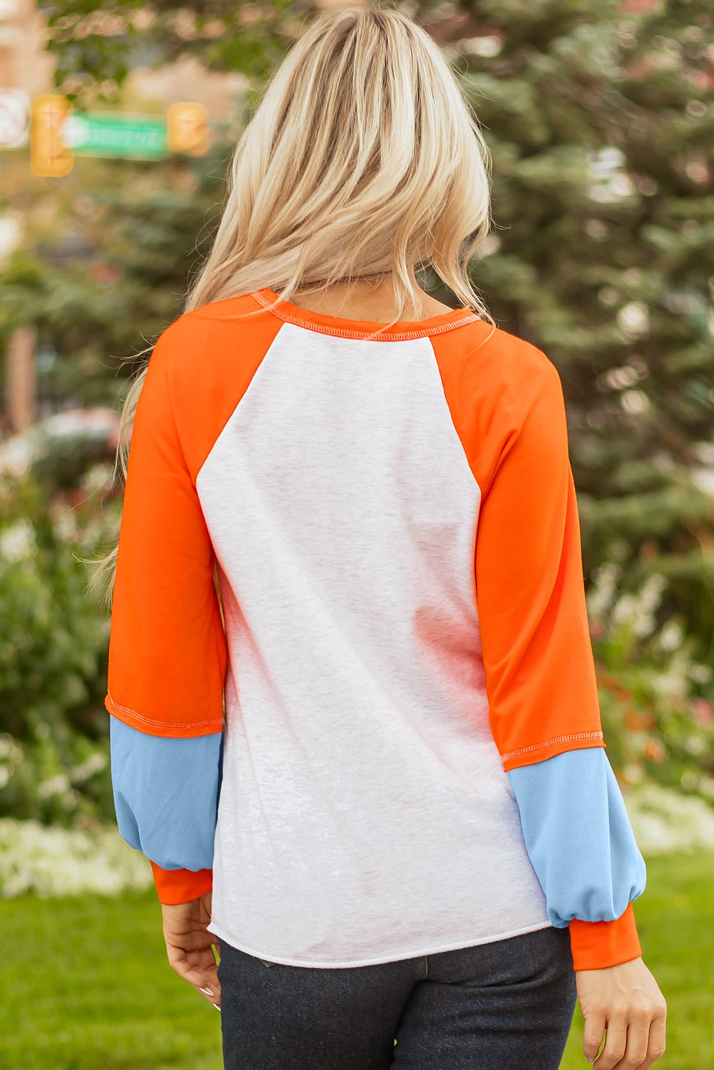 Colorblock Contrast Stitch Raglan Sleeve Top - Rooted & Reckless Co.