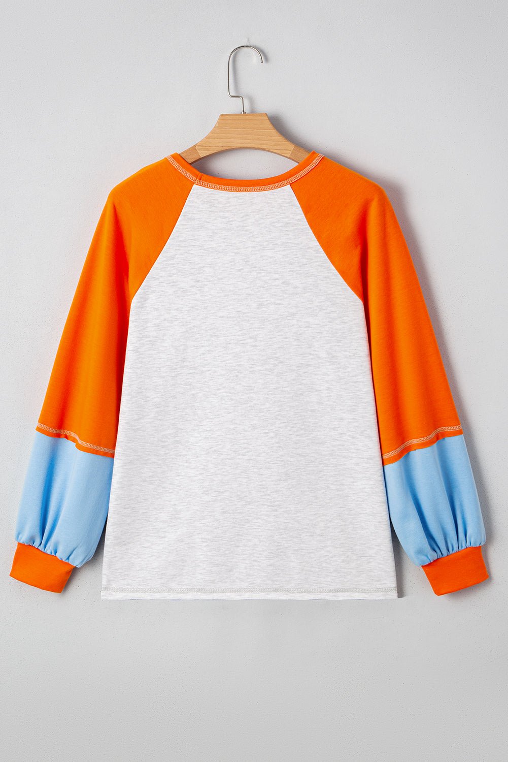 Colorblock Contrast Stitch Raglan Sleeve Top - Rooted & Reckless Co.