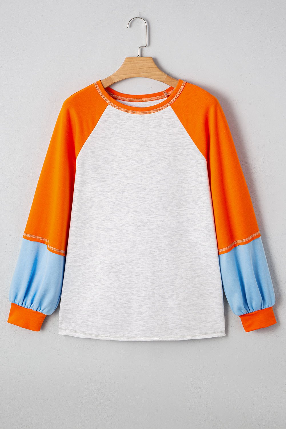 Colorblock Contrast Stitch Raglan Sleeve Top - Rooted & Reckless Co.