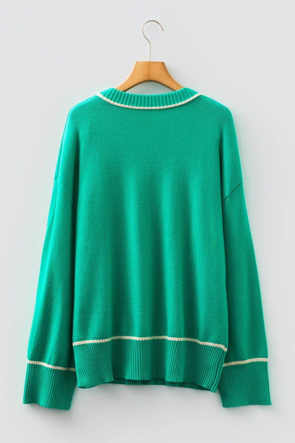 Colorblock Contrast Trim Drop Shoulder Baggy Sweater - Rooted & Reckless Co.