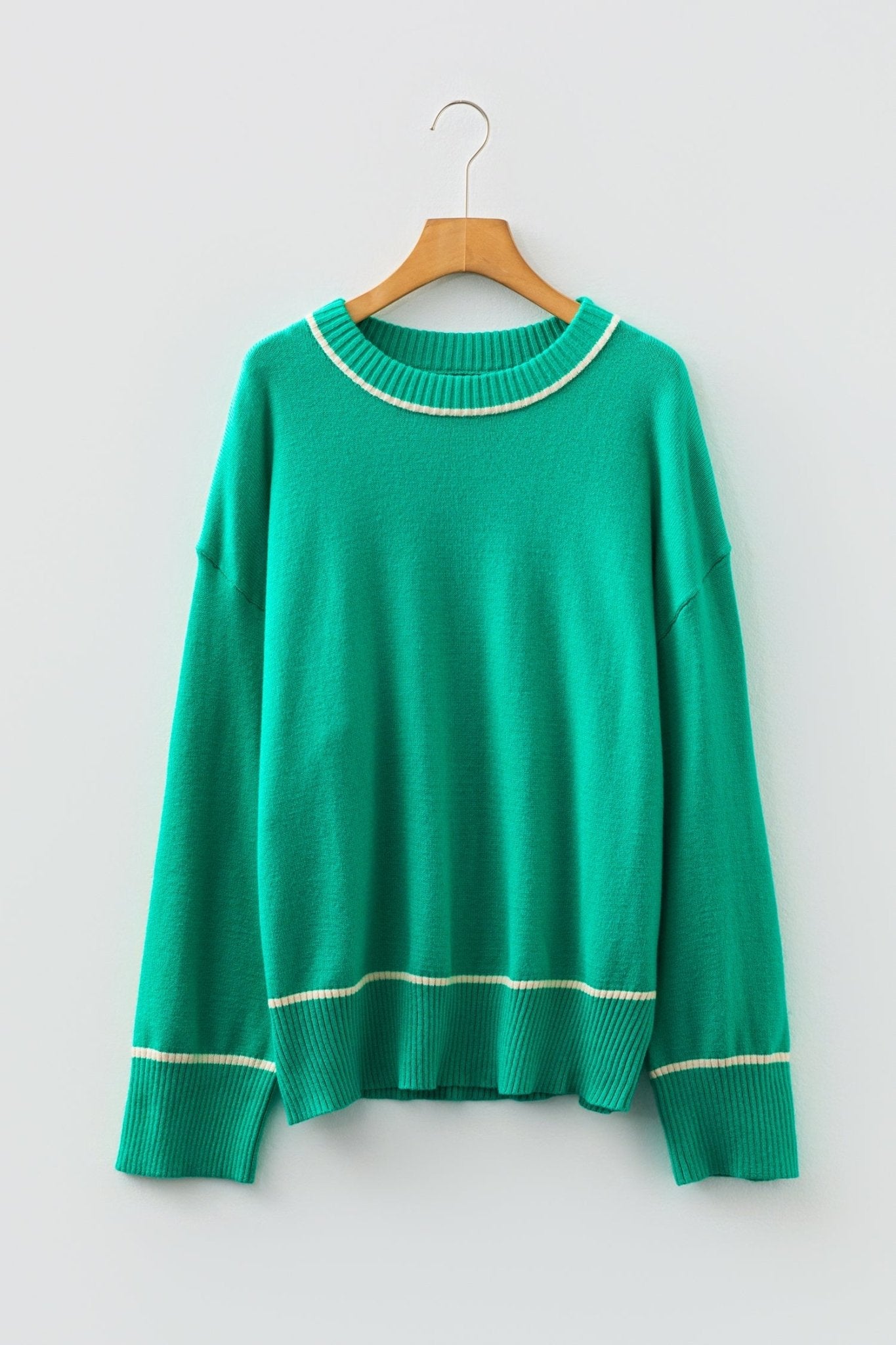 Colorblock Contrast Trim Drop Shoulder Baggy Sweater - Rooted & Reckless Co.