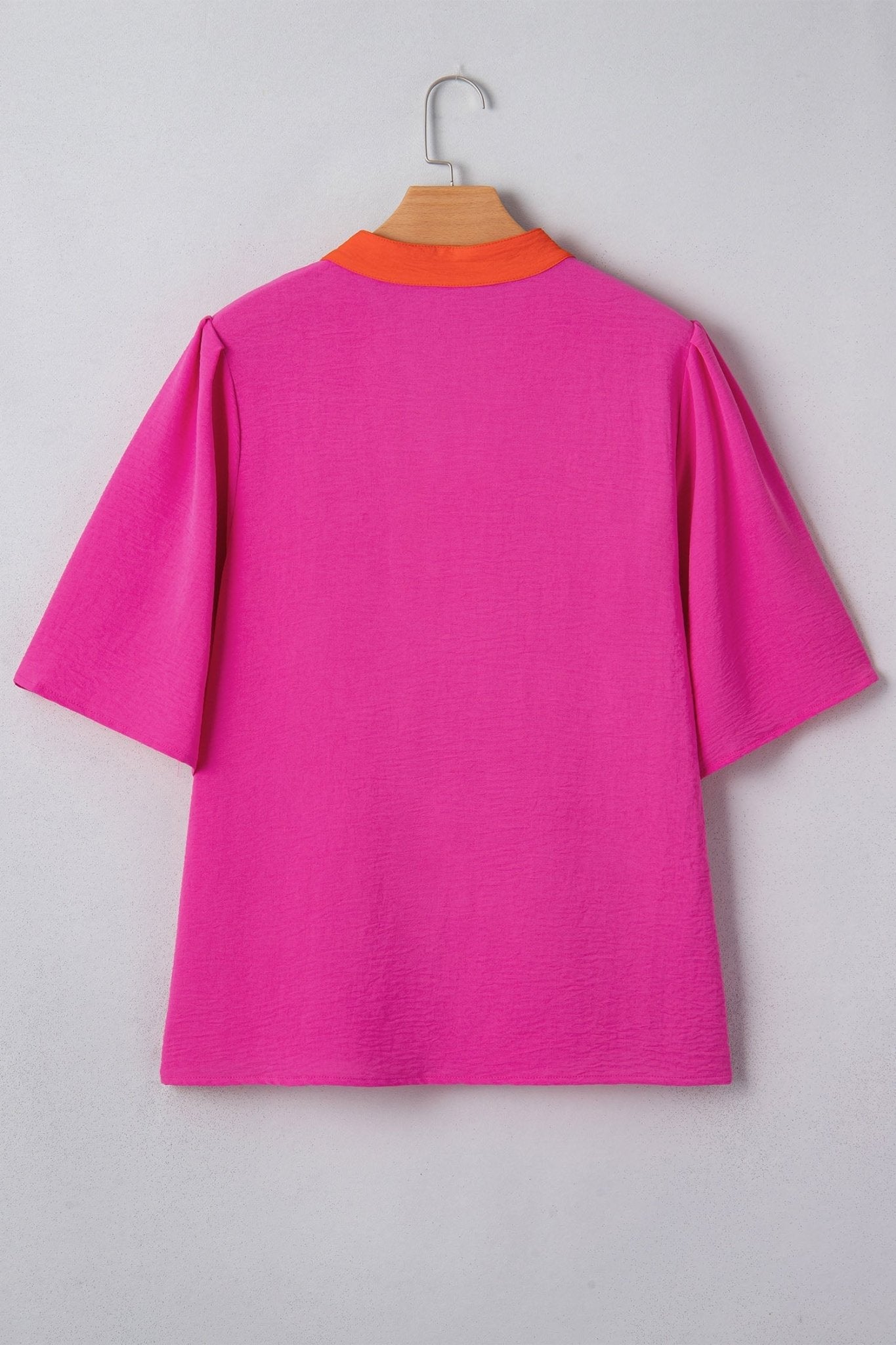 Colorblock Contrast V-Neck Wide Short Sleeve Top - Rooted & Reckless Co.